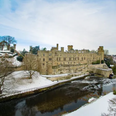 South Front castle in the snow - drone